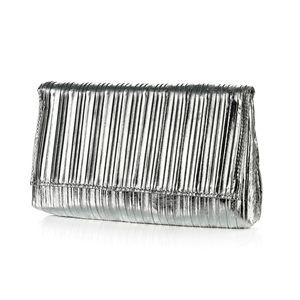 Evening Clutch Bag Elegant Pleated Shiny Brht Metallic Pu Crossbody B)